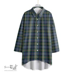 ScotsTee Shop Scottish Cameron of Erracht Ancient Clan Tartan Womens Elbow Sleeve Chiffon Shirt