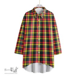 ScotsTee Shop Scottish Buchanan Modern Clan Tartan Womens Elbow Sleeve Chiffon Shirt
