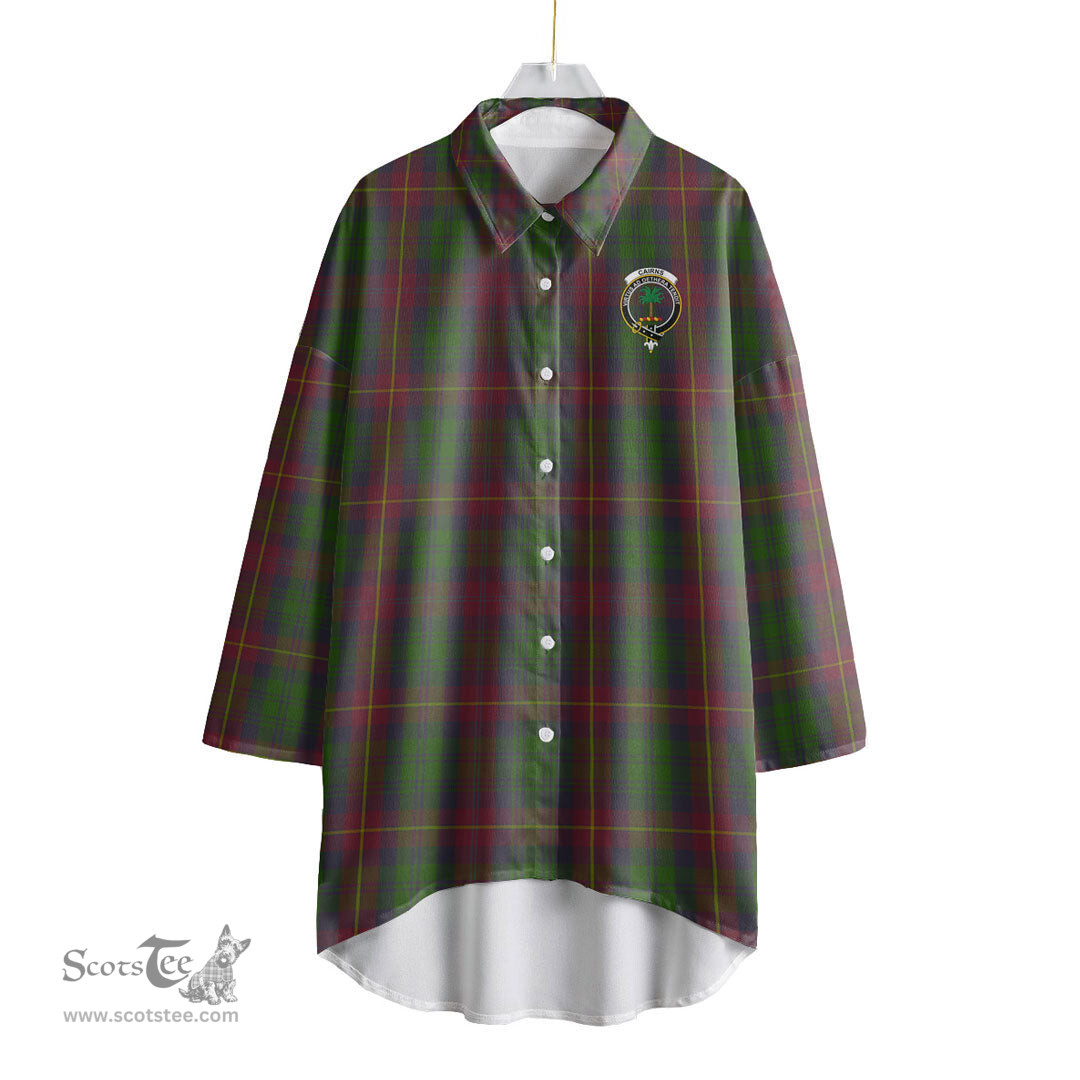 ScotsTee Shop Scottish Cairns Clan Crest Tartan Womens Elbow Sleeve Chiffon Shirt