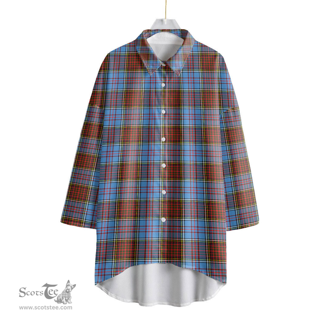 ScotsTee Shop Scottish Anderson Modern Clan Tartan Womens Elbow Sleeve Chiffon Shirt