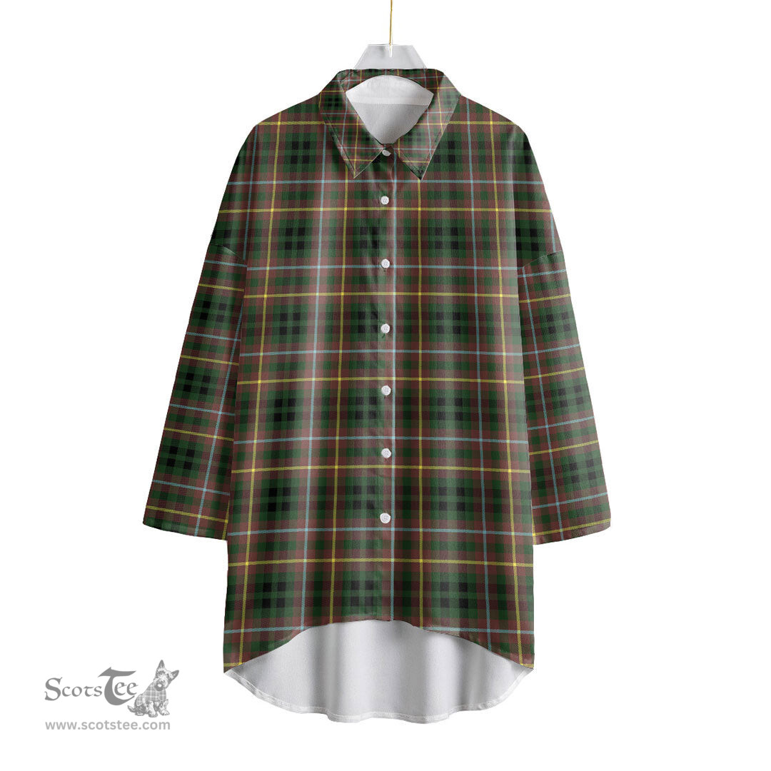 ScotsTee Shop Scottish Buchanan Hunting Clan Tartan Womens Elbow Sleeve Chiffon Shirt