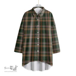 ScotsTee Shop Scottish Buchanan Hunting Clan Tartan Womens Elbow Sleeve Chiffon Shirt
