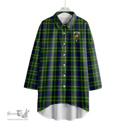 ScotsTee Shop Scottish Campbell of Breadalbane Modern Clan Crest Tartan Womens Elbow Sleeve Chiffon Shirt