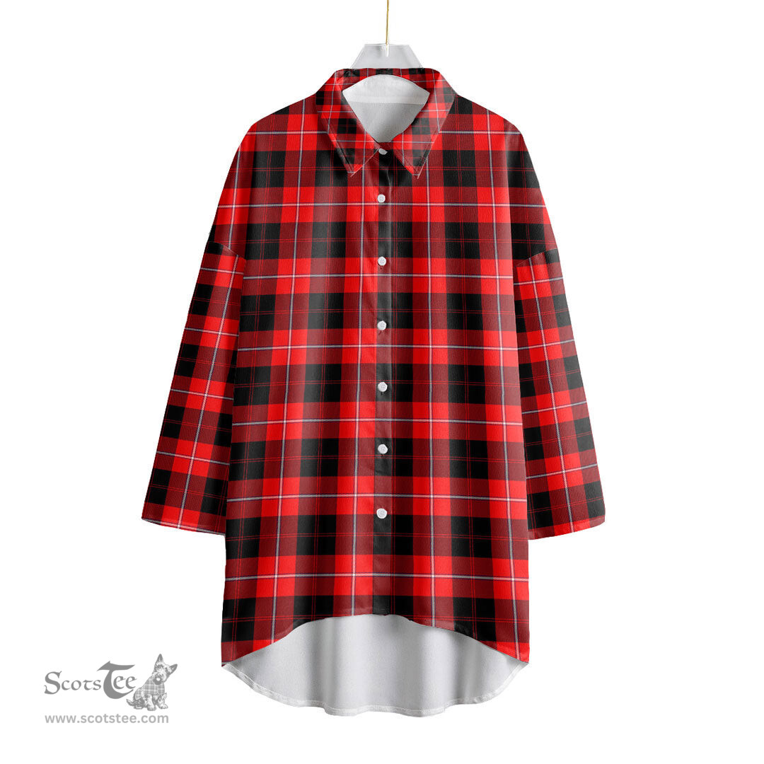 ScotsTee Shop Scottish Cunningham Modern Clan Tartan Womens Elbow Sleeve Chiffon Shirt