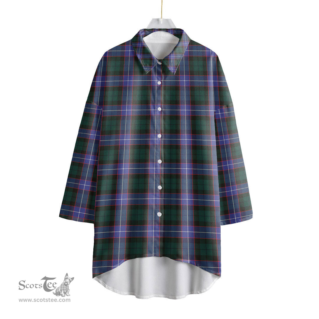 ScotsTee Shop Scottish Guthrie Modern Clan Tartan Womens Elbow Sleeve Chiffon Shirt