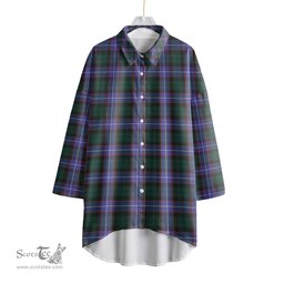 ScotsTee Shop Scottish Guthrie Modern Clan Tartan Womens Elbow Sleeve Chiffon Shirt