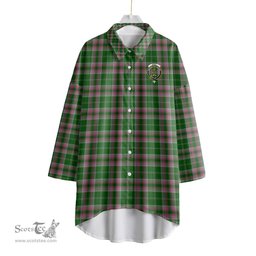 ScotsTee Shop Scottish Gray Hunting Clan Crest Tartan Womens Elbow Sleeve Chiffon Shirt