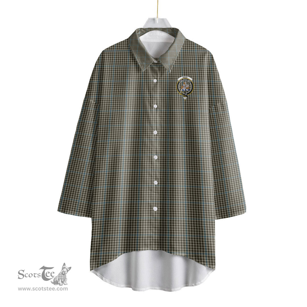 ScotsTee Shop Scottish Haig Check Clan Crest Tartan Womens Elbow Sleeve Chiffon Shirt