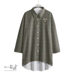 ScotsTee Shop Scottish Haig Check Clan Crest Tartan Womens Elbow Sleeve Chiffon Shirt
