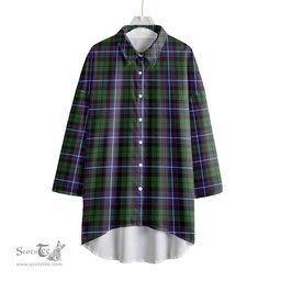 ScotsTee Shop Scottish Galbraith Modern Clan Tartan Womens Elbow Sleeve Chiffon Shirt