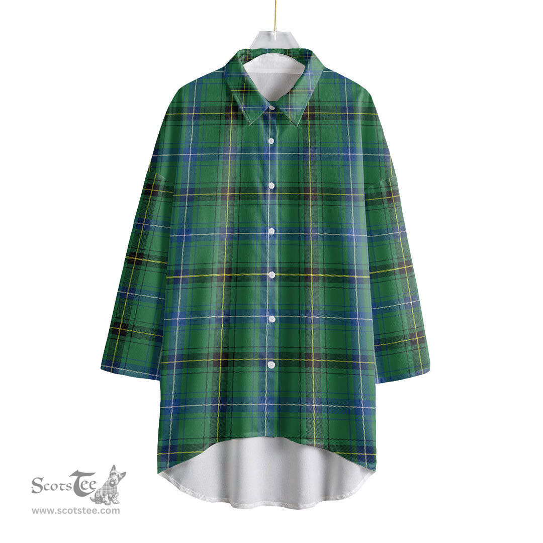 ScotsTee Shop Scottish Henderson Ancient Clan Tartan Womens Elbow Sleeve Chiffon Shirt