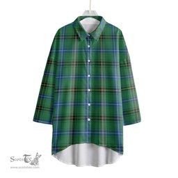 ScotsTee Shop Scottish Henderson Ancient Clan Tartan Womens Elbow Sleeve Chiffon Shirt