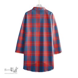 ScotsTee Shop Scottish Galloway Red Clan Tartan Womens Elbow Sleeve Chiffon Shirt