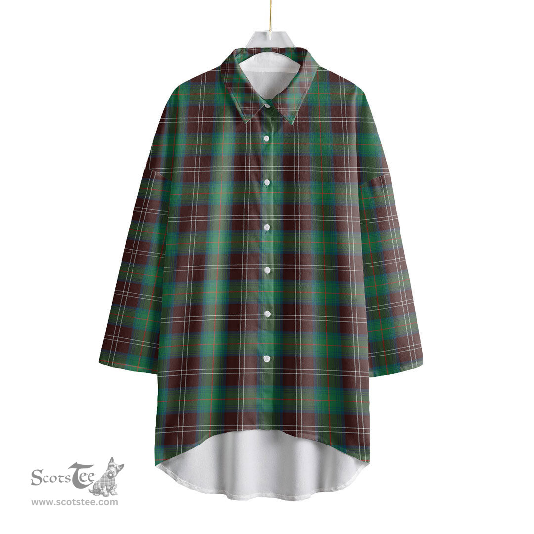 ScotsTee Shop Scottish Chisholm Hunting Ancient Clan Tartan Womens Elbow Sleeve Chiffon Shirt