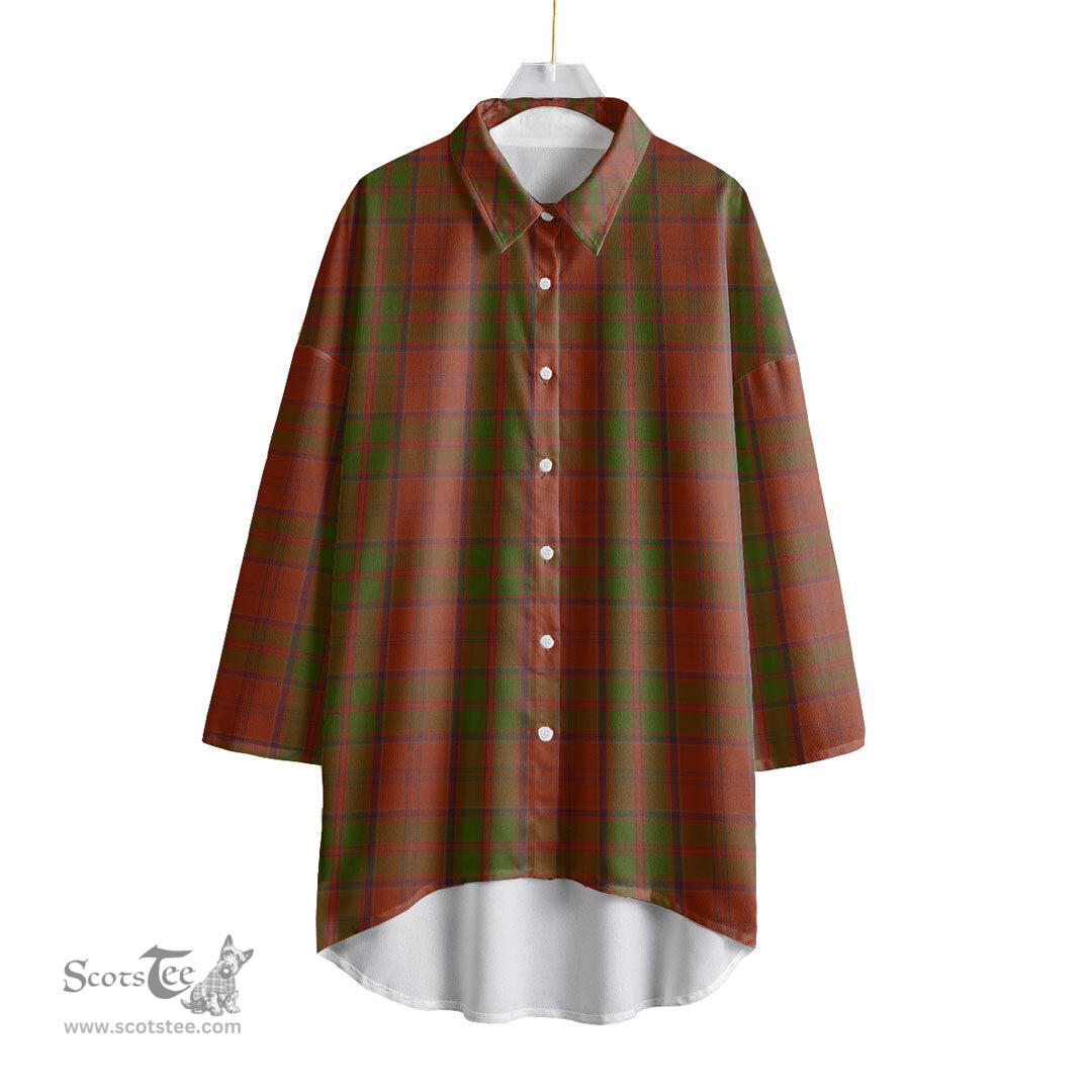 ScotsTee Shop Scottish Drummond Clan Clan Tartan Womens Elbow Sleeve Chiffon Shirt