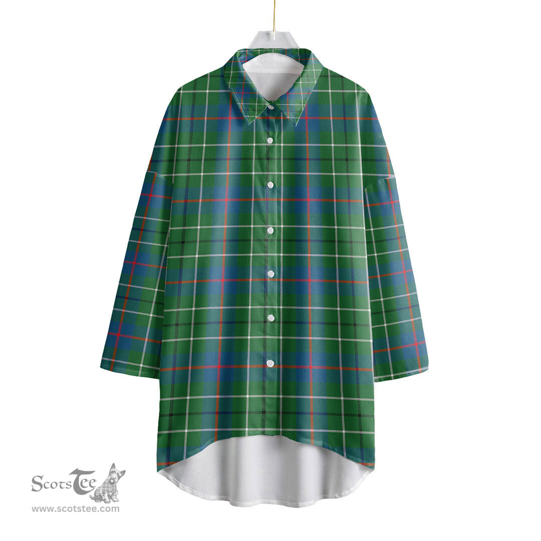 ScotsTee Shop Scottish Duncan Ancient Clan Tartan Womens Elbow Sleeve Chiffon Shirt
