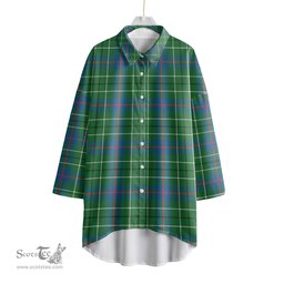 ScotsTee Shop Scottish Duncan Ancient Clan Tartan Womens Elbow Sleeve Chiffon Shirt