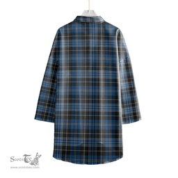 ScotsTee Shop Scottish Clergy Blue Clan Tartan Womens Elbow Sleeve Chiffon Shirt
