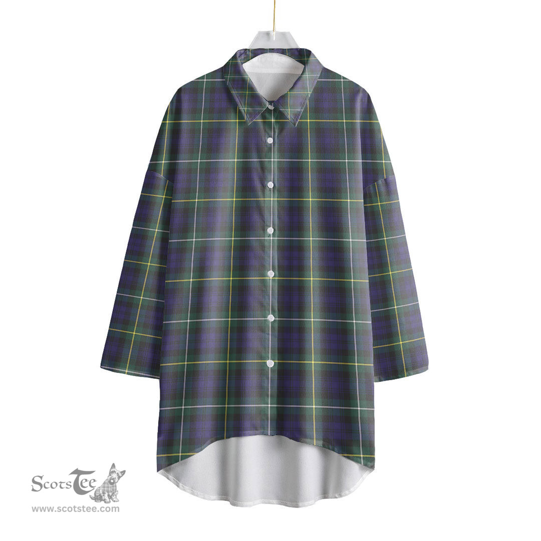 ScotsTee Shop Scottish Campbell Argyll Modern Clan Tartan Womens Elbow Sleeve Chiffon Shirt