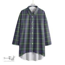 ScotsTee Shop Scottish Campbell Argyll Modern Clan Tartan Womens Elbow Sleeve Chiffon Shirt