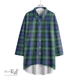ScotsTee Shop Scottish Davidson of Tulloch Clan Tartan Womens Elbow Sleeve Chiffon Shirt