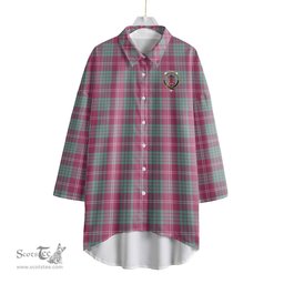 ScotsTee Shop Scottish Crawford Ancient Clan Crest Tartan Womens Elbow Sleeve Chiffon Shirt