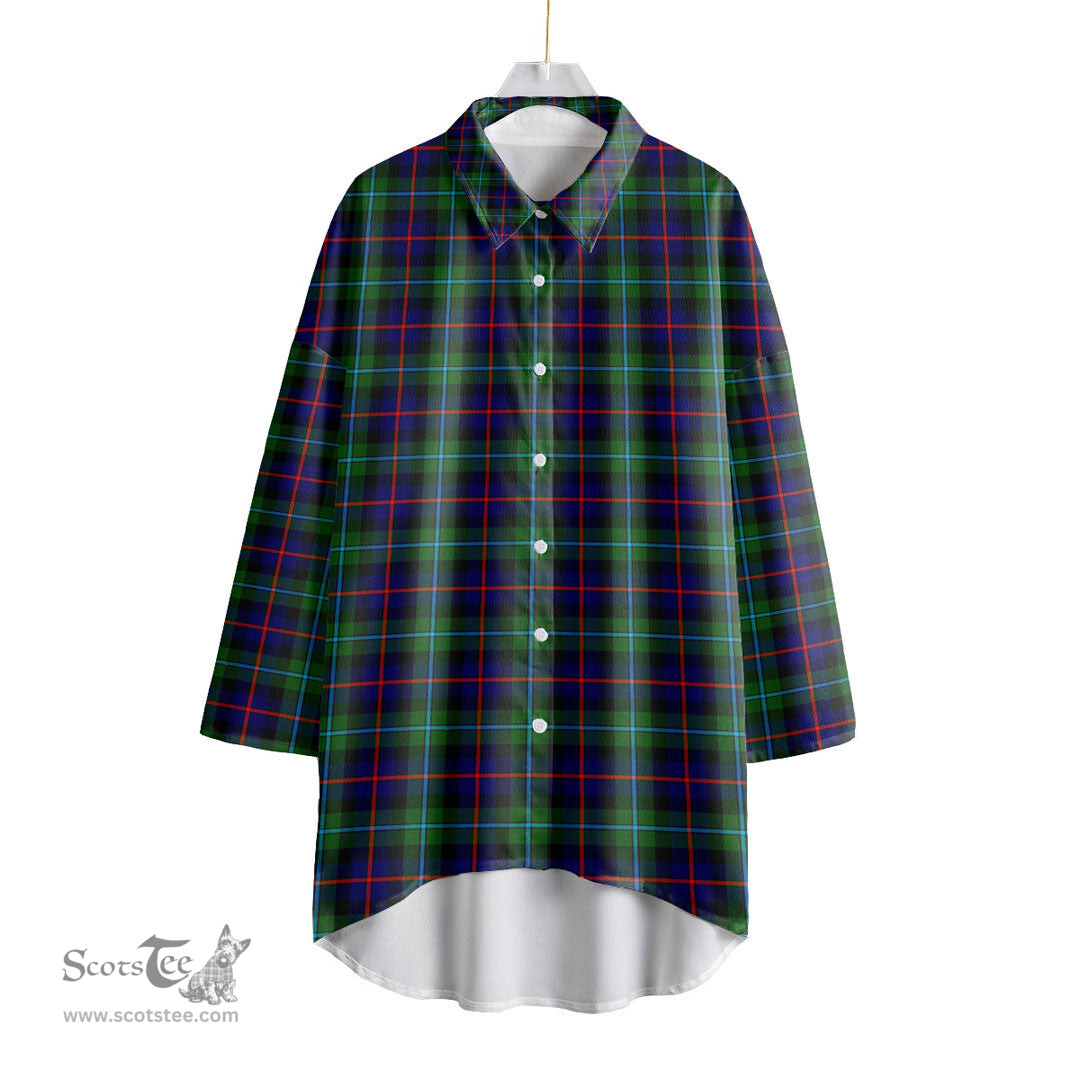 ScotsTee Shop Scottish Campbell of Cawdor Modern Clan Tartan Womens Elbow Sleeve Chiffon Shirt