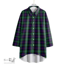 ScotsTee Shop Scottish Campbell of Cawdor Modern Clan Tartan Womens Elbow Sleeve Chiffon Shirt
