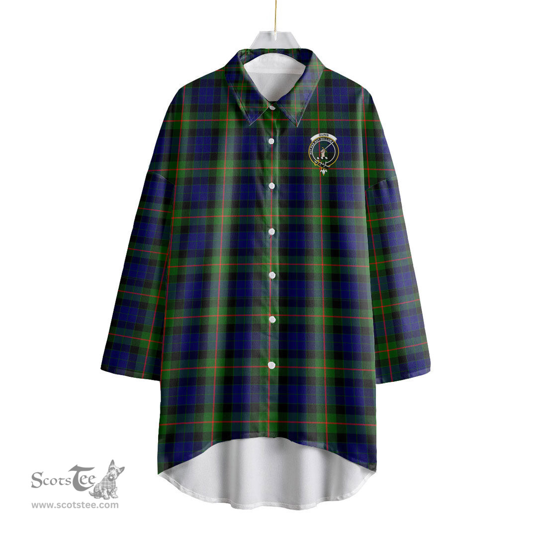 ScotsTee Shop Scottish Gunn Modern Clan Crest Tartan Womens Elbow Sleeve Chiffon Shirt