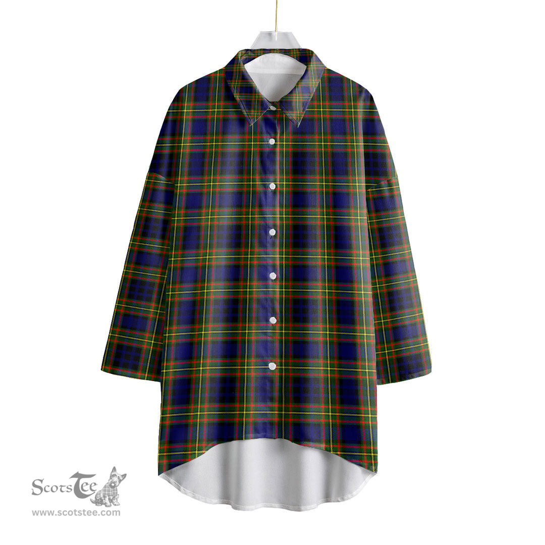 ScotsTee Shop Scottish Clelland Modern Clan Tartan Womens Elbow Sleeve Chiffon Shirt