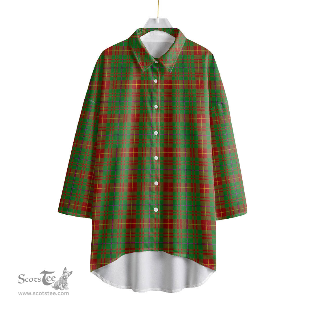 ScotsTee Shop Scottish Fulton Clan Tartan Womens Elbow Sleeve Chiffon Shirt
