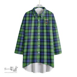 ScotsTee Shop Scottish Gordon Old Ancient Clan Crest Tartan Womens Elbow Sleeve Chiffon Shirt