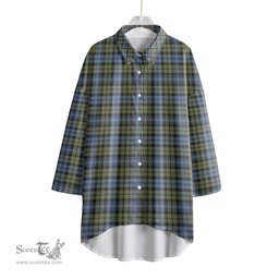 ScotsTee Shop Scottish Campbell Faded Clan Tartan Womens Elbow Sleeve Chiffon Shirt