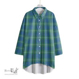 ScotsTee Shop Scottish Hamilton Hunting Ancient Clan Tartan Womens Elbow Sleeve Chiffon Shirt