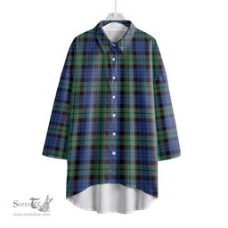 ScotsTee Shop Scottish Fletcher Ancient Clan Tartan Womens Elbow Sleeve Chiffon Shirt