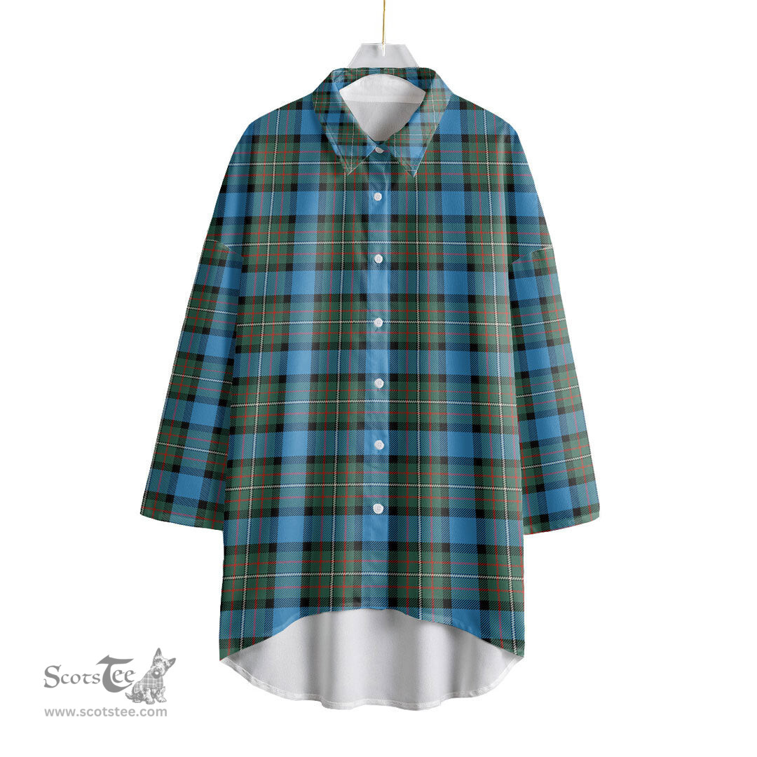 ScotsTee Shop Scottish Fergusson Ancient Clan Tartan Womens Elbow Sleeve Chiffon Shirt