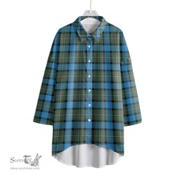 ScotsTee Shop Scottish Fergusson Ancient Clan Tartan Womens Elbow Sleeve Chiffon Shirt