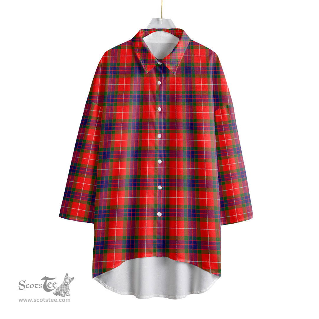 ScotsTee Shop Scottish Fraser Modern Clan Tartan Womens Elbow Sleeve Chiffon Shirt