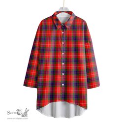 ScotsTee Shop Scottish Fraser Modern Clan Tartan Womens Elbow Sleeve Chiffon Shirt