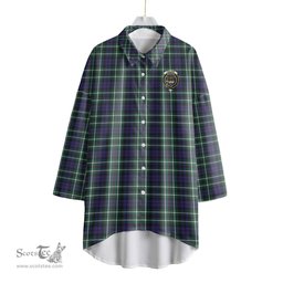 ScotsTee Shop Scottish Graham of Montrose Modern Clan Crest Tartan Womens Elbow Sleeve Chiffon Shirt