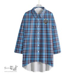 ScotsTee Shop Scottish Elliot Ancient Clan Crest Tartan Womens Elbow Sleeve Chiffon Shirt