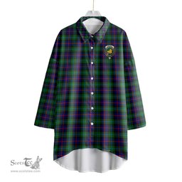 ScotsTee Shop Scottish Campbell of Cawdor Modern Clan Crest Tartan Womens Elbow Sleeve Chiffon Shirt