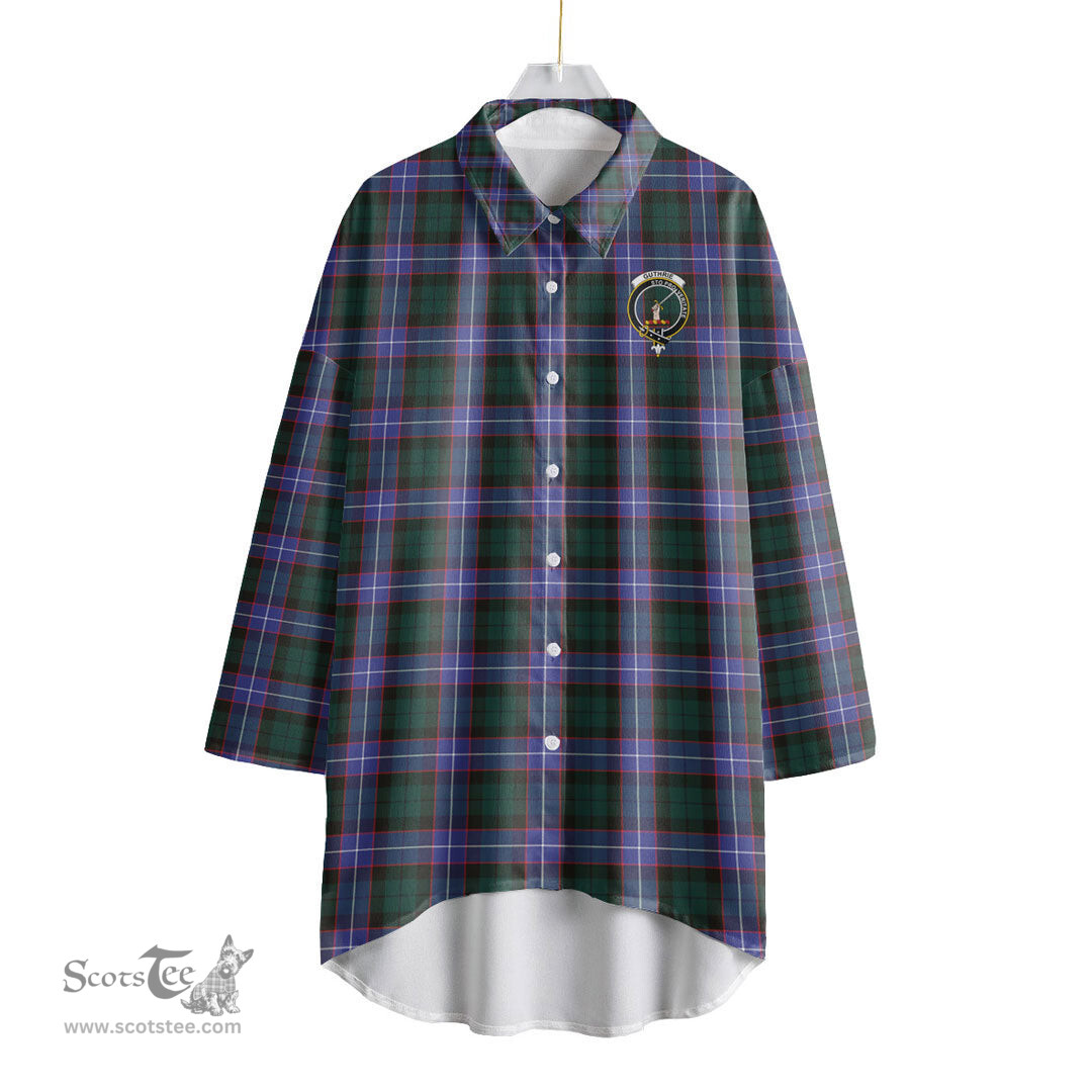 ScotsTee Shop Scottish Guthrie Modern Clan Crest Tartan Womens Elbow Sleeve Chiffon Shirt