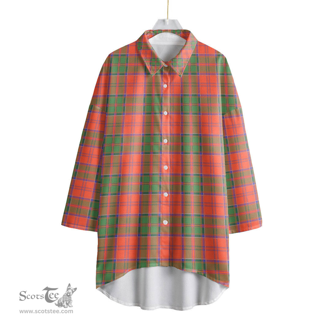 ScotsTee Shop Scottish Grant Ancient Clan Tartan Womens Elbow Sleeve Chiffon Shirt