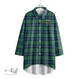ScotsTee Shop Scottish Graham of Menteith Ancient Clan Crest Tartan Womens Elbow Sleeve Chiffon Shirt