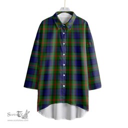 ScotsTee Shop Scottish Dundas Modern 02 Clan Tartan Womens Elbow Sleeve Chiffon Shirt