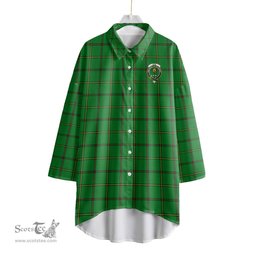 ScotsTee Shop Scottish Don _Tribe of Mar Clan Crest Tartan Womens Elbow Sleeve Chiffon Shirt