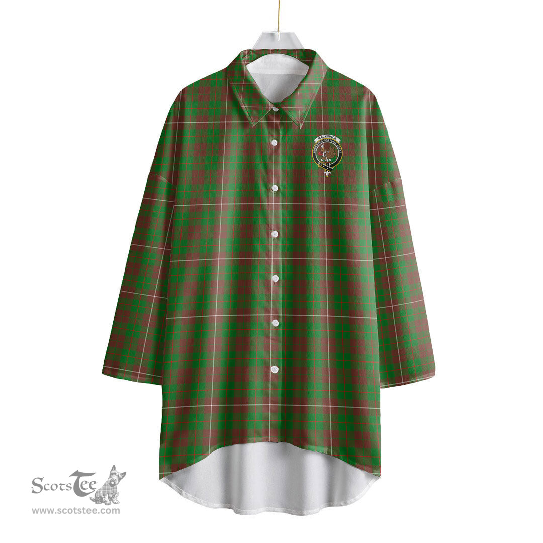 ScotsTee Shop Scottish MacKinnon Hunting Modern Clan Crest Tartan Womens Elbow Sleeve Chiffon Shirt