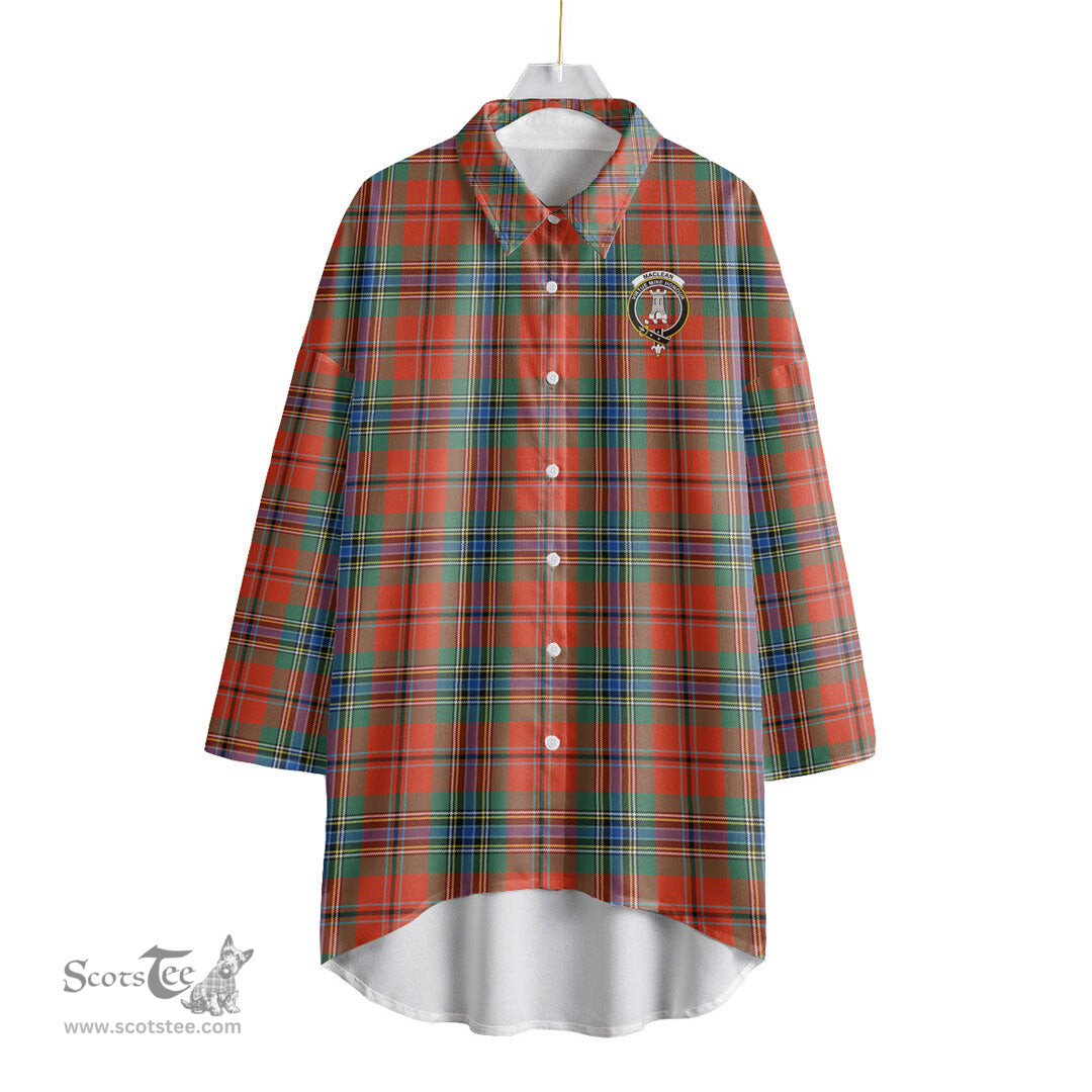 ScotsTee Shop Scottish MacLean of Duart Ancient Clan Crest Tartan Womens Elbow Sleeve Chiffon Shirt