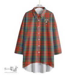 ScotsTee Shop Scottish MacLean of Duart Ancient Clan Crest Tartan Womens Elbow Sleeve Chiffon Shirt
